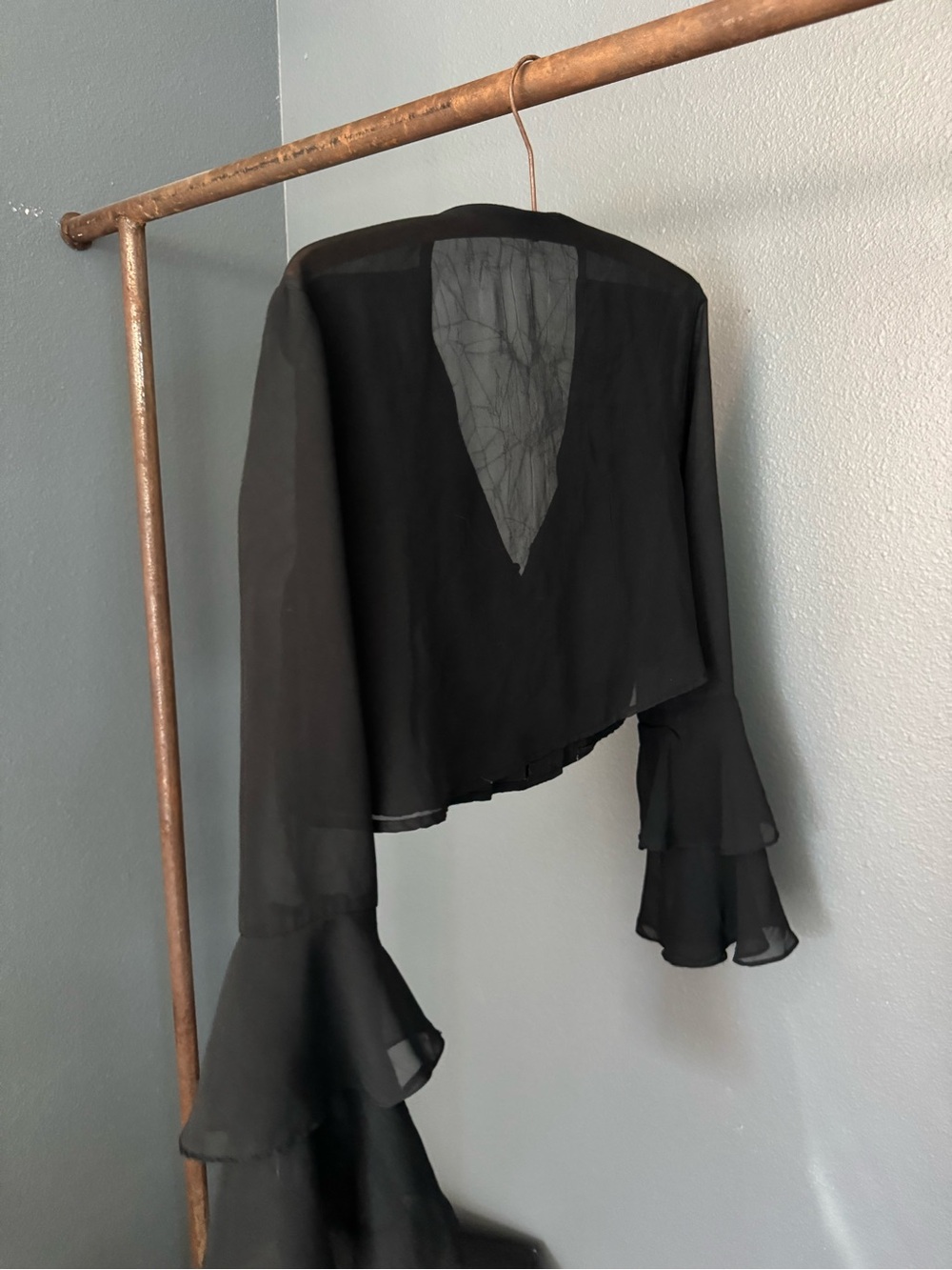 {vintage} dramatic sleeve sheer blouse